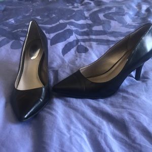 Black leather heels, good condition